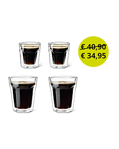 2 Koffieglazen en 2 Espressoglazen (dubbelwandig)